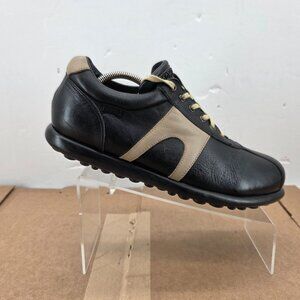 Camper Pelotas Mens US 12 EU 45 Black Tan Leather Sneakers Retro Lace Up Shoes